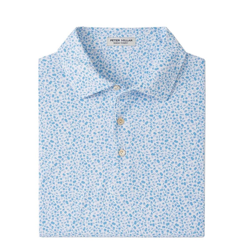 Peter Millar Men's White Cara Cara Textured Performance Crown Sport Polo Shirt